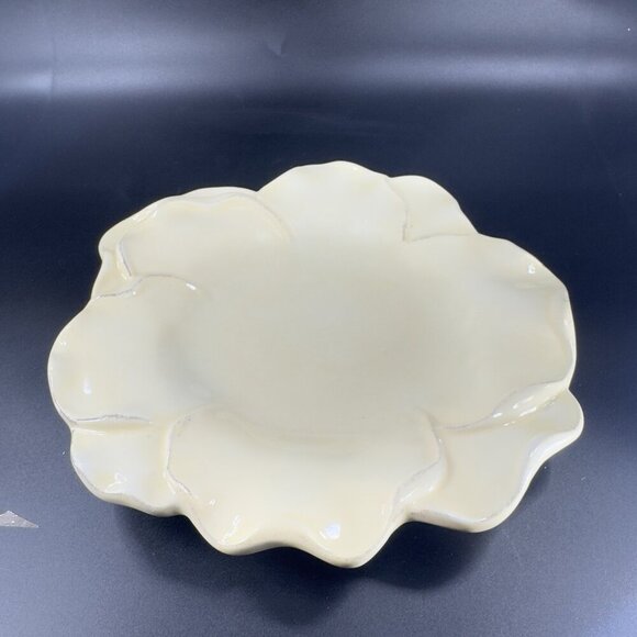 Roscher Flower Antique Butter Yellow Dish Plate 9inch Flower Shape Plate Set 2 - Picture 12 of 15